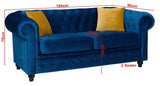 Round arms chesterfield 3+2 seater sofa in blue plush - Myfitin Furniture