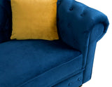 Round arms chesterfield 3+2 seater sofa in blue plush - Myfitin Furniture