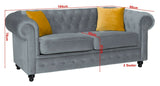 Round arms chesterfield 3+2 seater sofa in grey plush - Myfitin Furniture