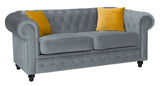 Round arms chesterfield 3+2 seater sofa in grey plush - Myfitin Furniture