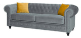 Round arms chesterfield 3+2 seater sofa in grey plush - Myfitin Furniture