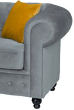 Round arms chesterfield 3+2 seater sofa in grey plush - Myfitin Furniture