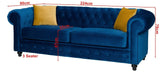 Round arms chesterfield 3+2 seater sofa in blue plush