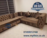 Corner Straight Arms Sofa in Mink Colour